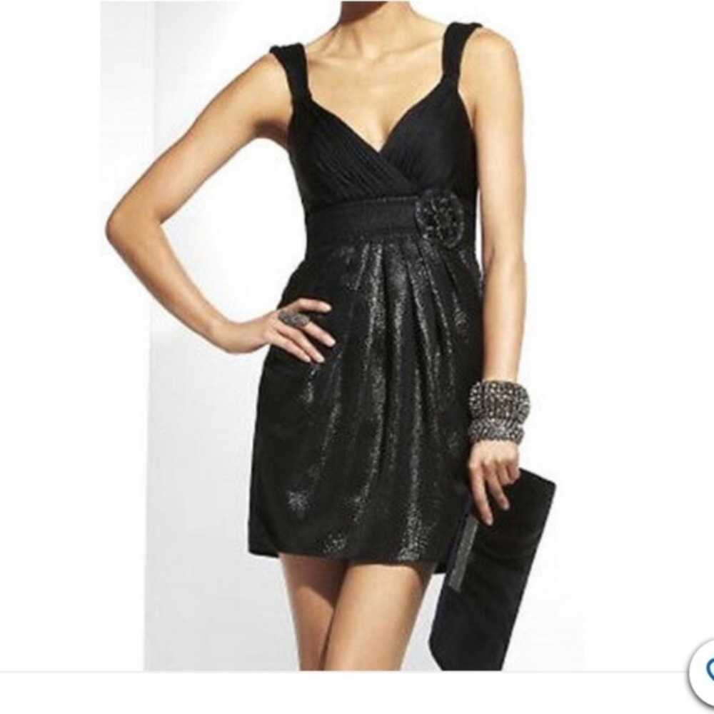 BCBGMaxazria ZEF6F379-001 Black Jacquard Jeweled Appliqué Mini Dress, Size 4